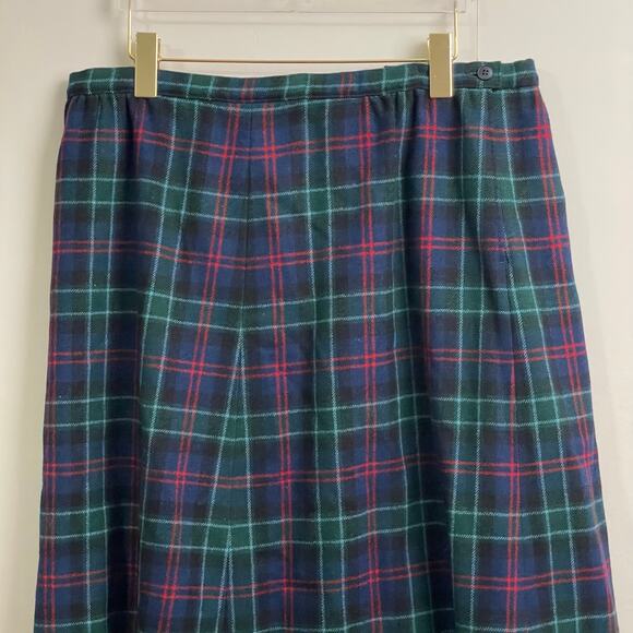 (2) Pendleton L/XL blazer skirt set plaid wool fall blue green dark academia - Picture 13 of 14